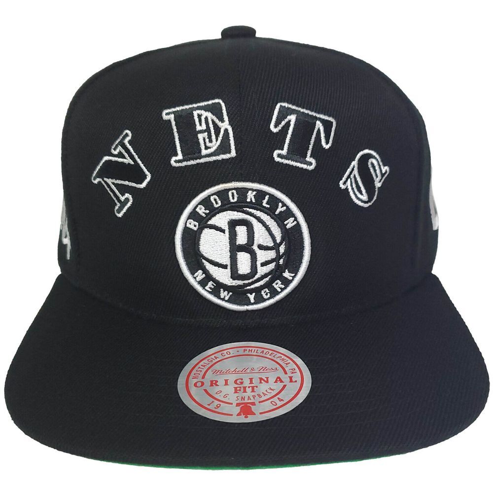 Brooklyn Nets Mitchell & Ness NBA Snapback Hat Cap 3D Logo Side Panel Logos NWT